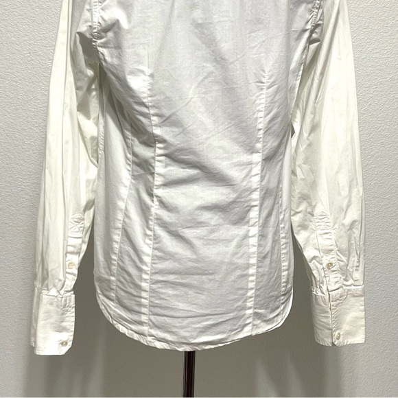 RE-5 100% Organic Cotton Woman White Long Sleeve Button Down Shirt Size M - Picture 7 of 12